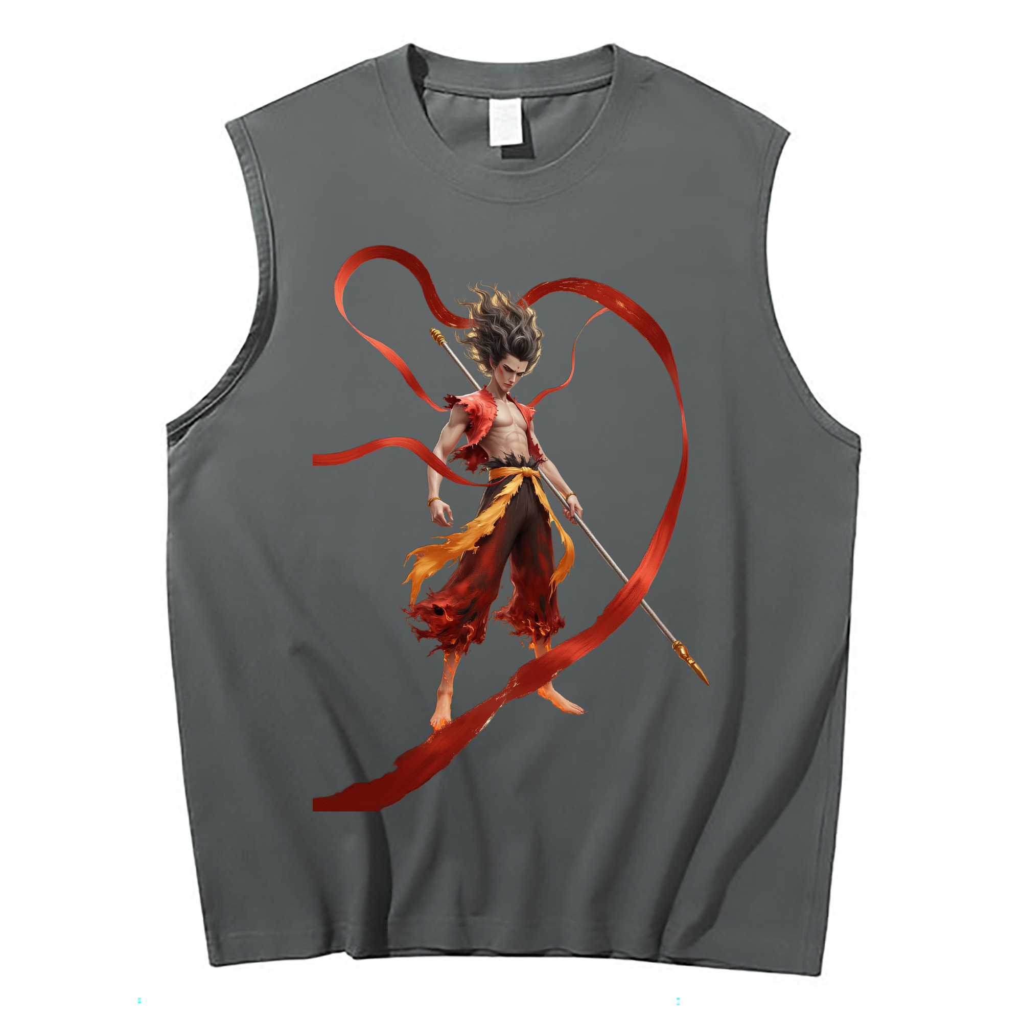 （画像用） Ne Zha 2 ナタ 魔童の大暴れ コットン100％タンクトップ（フロントプリント）